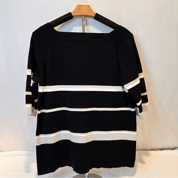 Cashmere Black and White Striped NWOT - Picture 2 of 5
